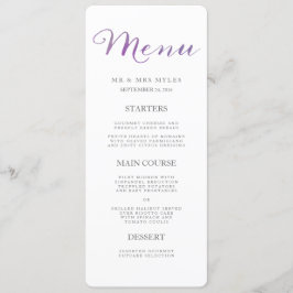 Ren Kärlek Watercolor Bröllop Menu/Violet Meny