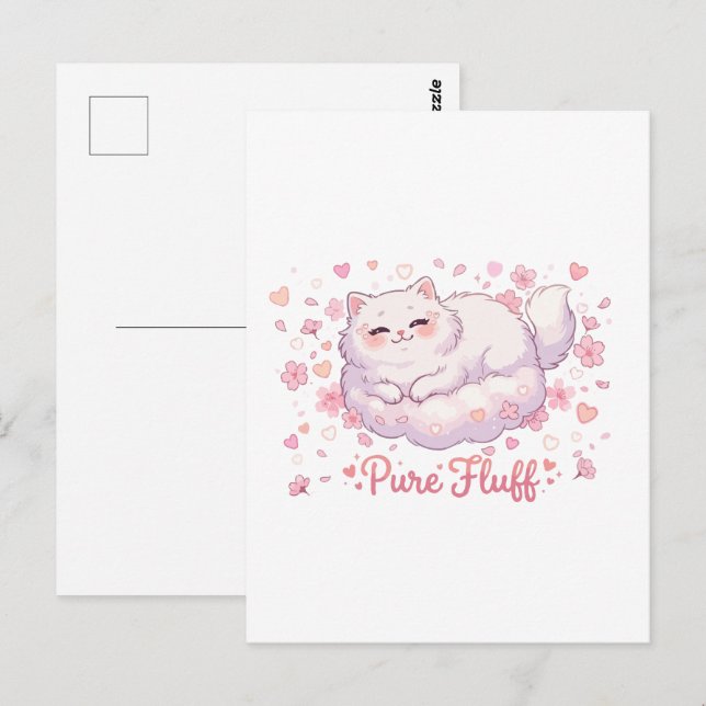 Ren Kudd Kawaii Katt Vykort (Fram/baksida)