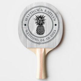 Ren Ljusgrå Ananas Bröllopskrona & Namn Pingisracket