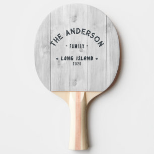 Ren Ljusgrå Trä Vintage Kust Familjenamn Pingisracket