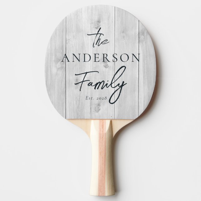 Ren Ljusgrå Trähantskriven Familjenamn Pingisracket (Framsidan)