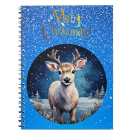 Ren med Glad jul krans hälsning Anteckningsbok