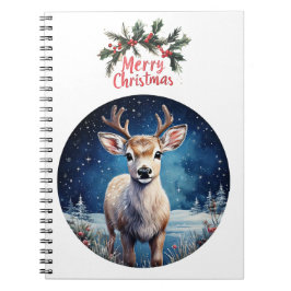 Ren med God Jul krans hälsning Anteckningsbok