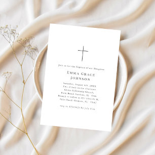 Ren minimal baptism för Pojke eller flicka Inbjudningar