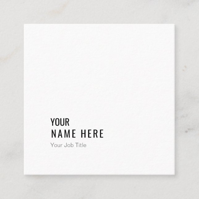 Ren Minimalist modern vit kvadrerar visitkorten Fyrkantigt Visitkort (Framsida)