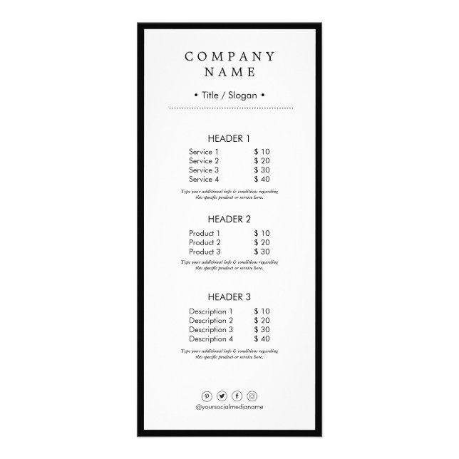 Ren Minimalist social massmedialyx Black&White Reklamkort (Framsidan)
