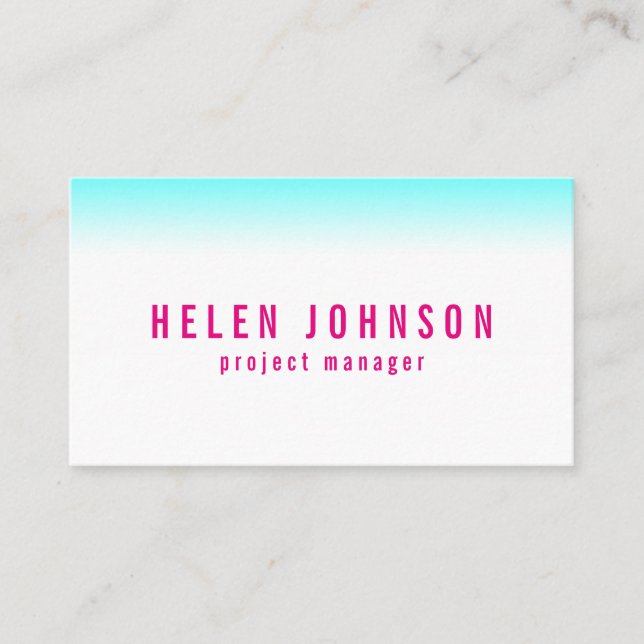 Ren modern aqua- och shock rosalutning visitkort (Framsida)