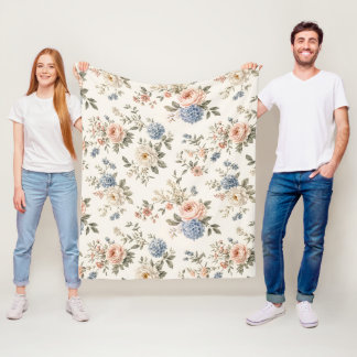 Ren Modern Trädgårdsblommor och Negativt Utrymme Fleecefilt