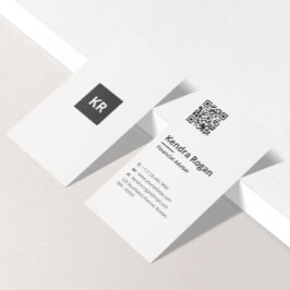 Ren Monogram QR-kod, minimalt vitt Lodrät Visitkort