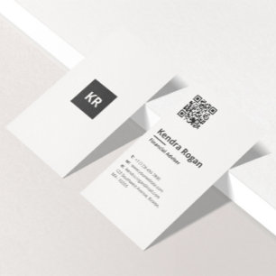 Ren Monogram QR-kod, minimalt vitt Lodrät Visitkort