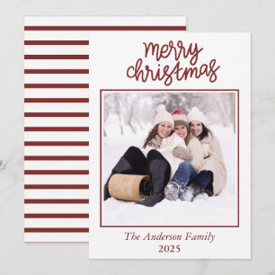Ren Mörk Red Typography Photo jul Card Inbjudningar