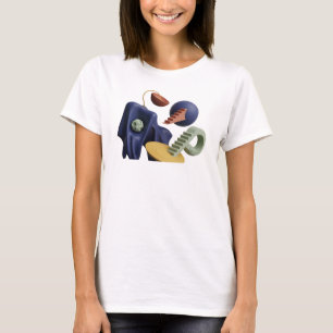 Ren Navy ABSTRAKT KONST Konstnärligt Motiv T Shirt