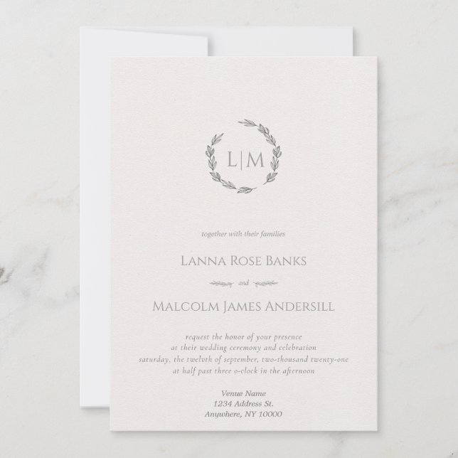 Ren och minimal med enkel botanisk Teckning Inbjudningar (Framsida)