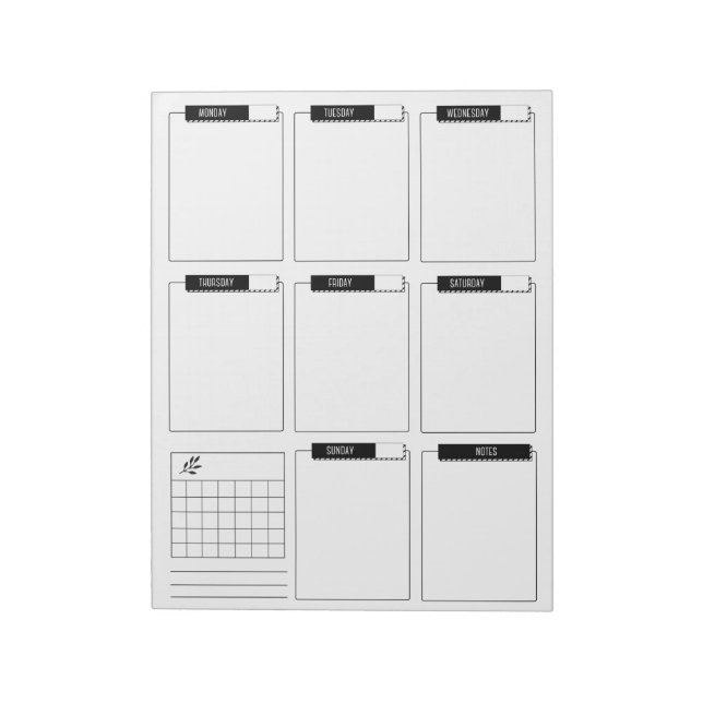 Ren och minimal veckovis planerplatta anteckningsblock (Roterad)
