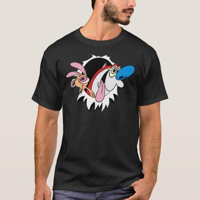 Ren och Stimpy Sticker T Shirt (Framsida)