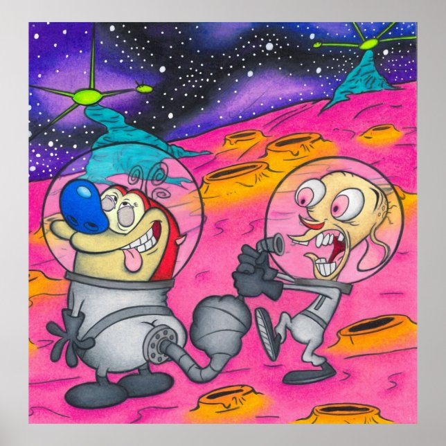 Ren och Stimpy Trippy Space Planet Poster (Framsidan)
