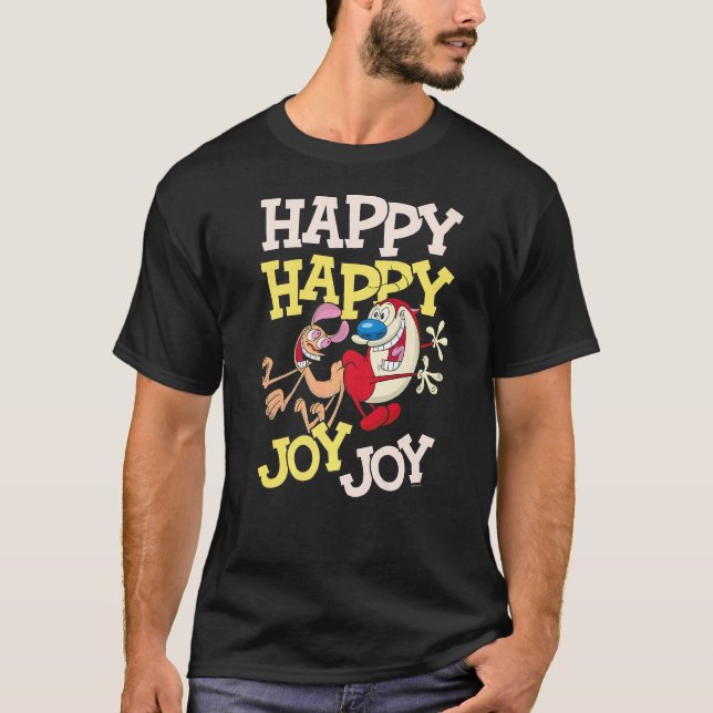 Ren och stympy Lycklig Lycklig Joy Joy Dance T Shirt (Framsida)