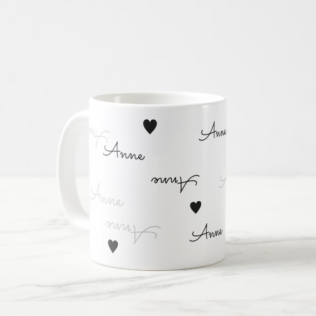 ren och tydlig namn-typografi kärlek kaffemugg (Framsida vänster)
