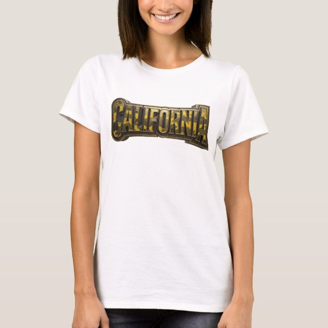 Ren Orange KALIFORNIEN Text Design T Shirt (Framsida)