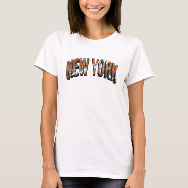 Ren Orange NEW YORK Text Design T Shirt (Framsida)