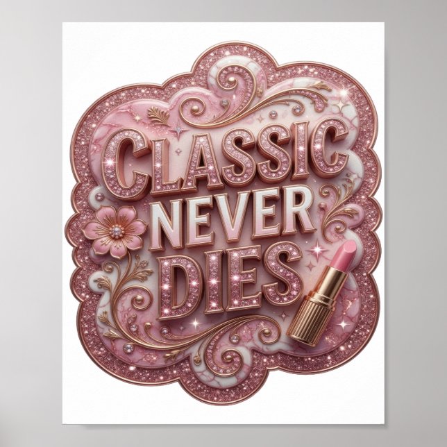 Ren Pink KLASSIKER DÖR ALDRIG Poster (Framsidan)