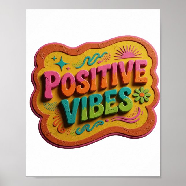 Ren Pink POSITIVA VIBRATIONER Textdesign Poster (Framsidan)