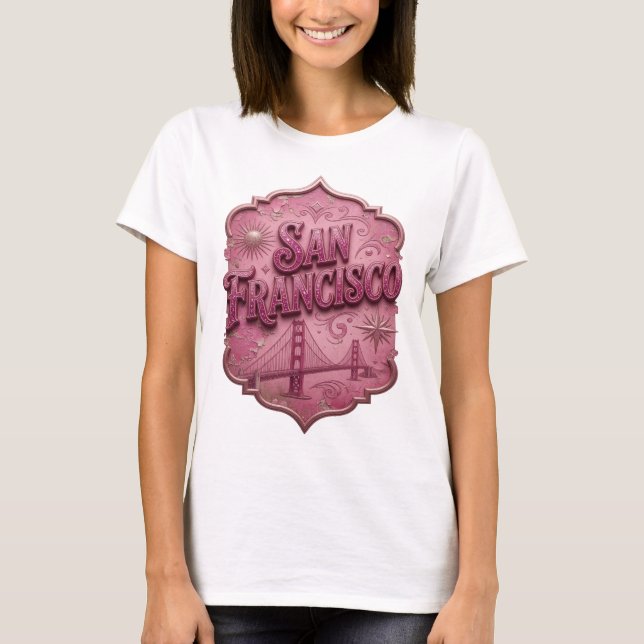 Ren Pink SAN FRANCISCO 3D Text Konst T Shirt (Framsida)