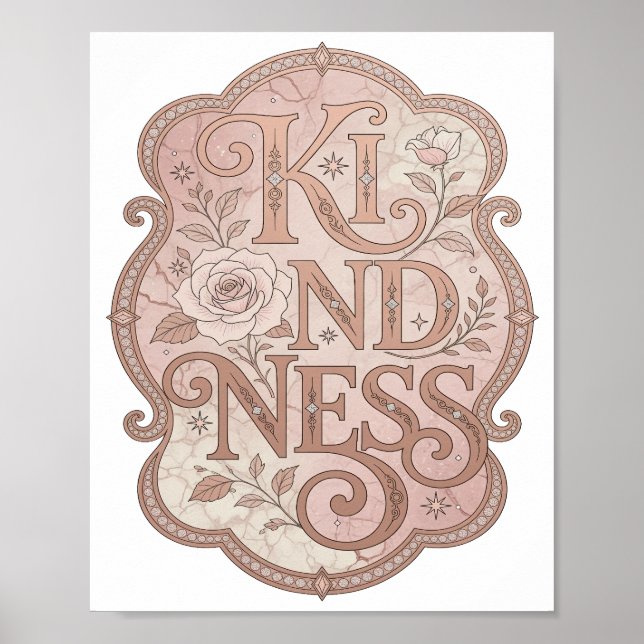 Ren Pink SNÄLLHET Djärv Design Poster (Framsidan)