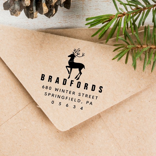 Ren Returadress Självfärgande Stämpel (Reindeer Return Address Self-inking Stamp)