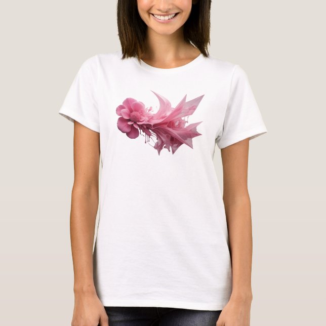 Ren Rosa Rosa Blomma Tryck T Shirt (Framsida)