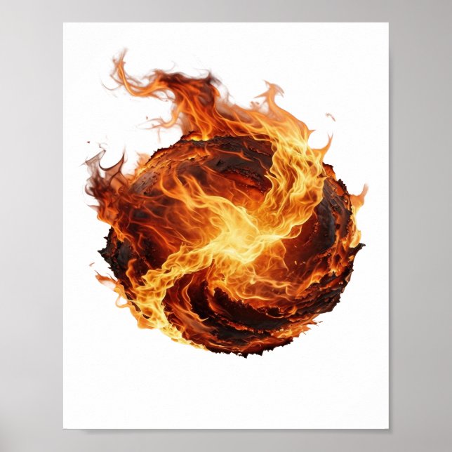 Ren Silver ELD KULA 3D Text Konst Poster (Framsidan)