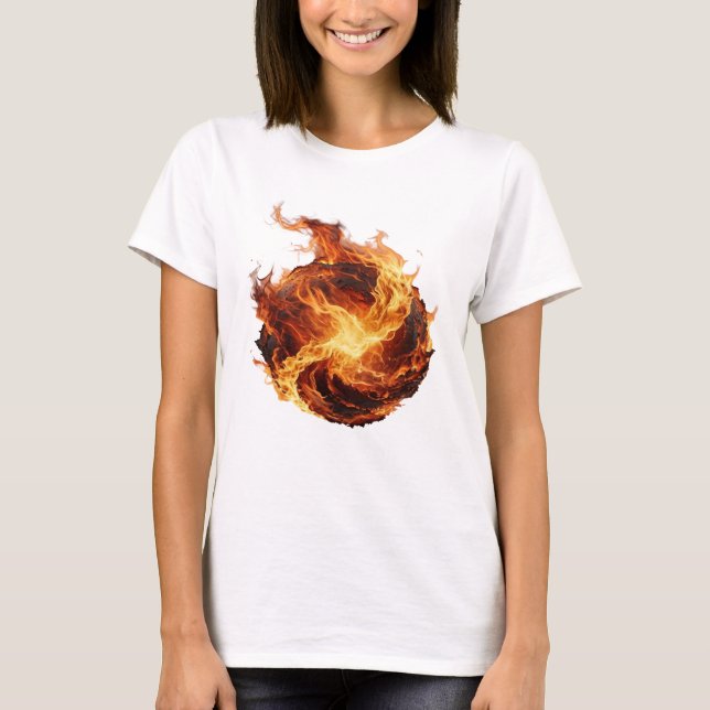 Ren Silver FIRE BALL 3D Text Konst T Shirt (Framsida)