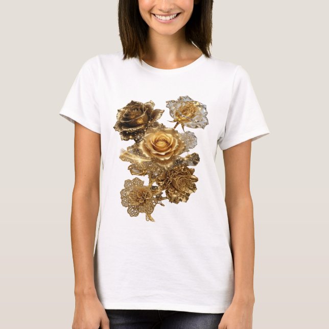 Ren Silver GOLDEN ROSES Statement T-shirt (Framsida)