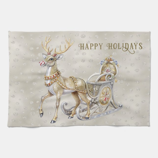 Ren Sleigh Jul Köksduk Kökshandduk (Horisontell)