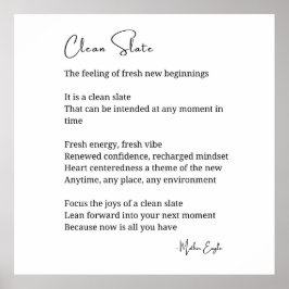 Ren Sliffer nya början Inspirerande dikt Vägg Poster