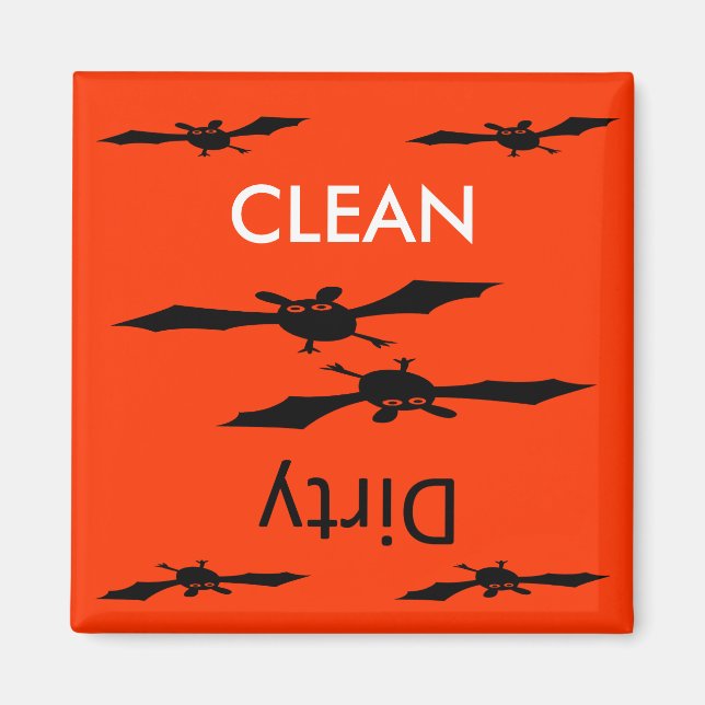 Ren, smutsig kiseldocka i Halloween fladdermus Magnet (Framsidan)