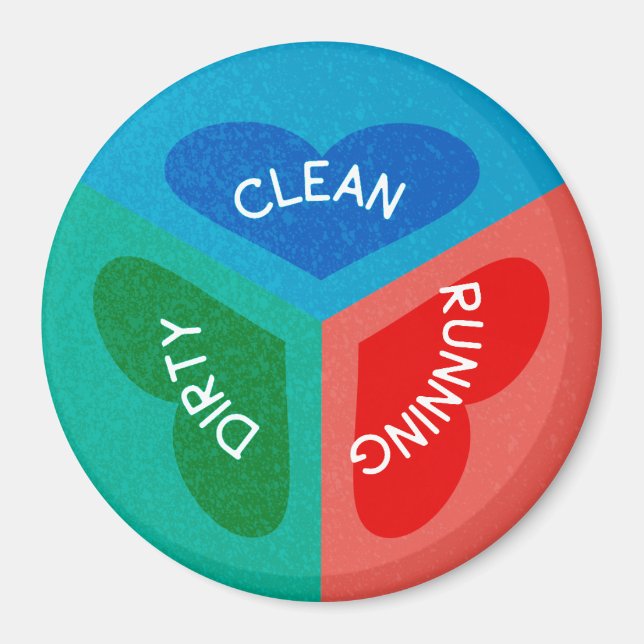 Ren smutsig körning Reversible Dishwasher Heart Magnet (Framsidan)