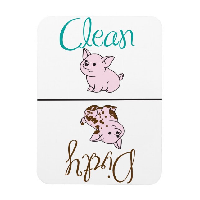 Ren/smutsig liten liten bricka i Dishwasher Magnet (Vertikal)