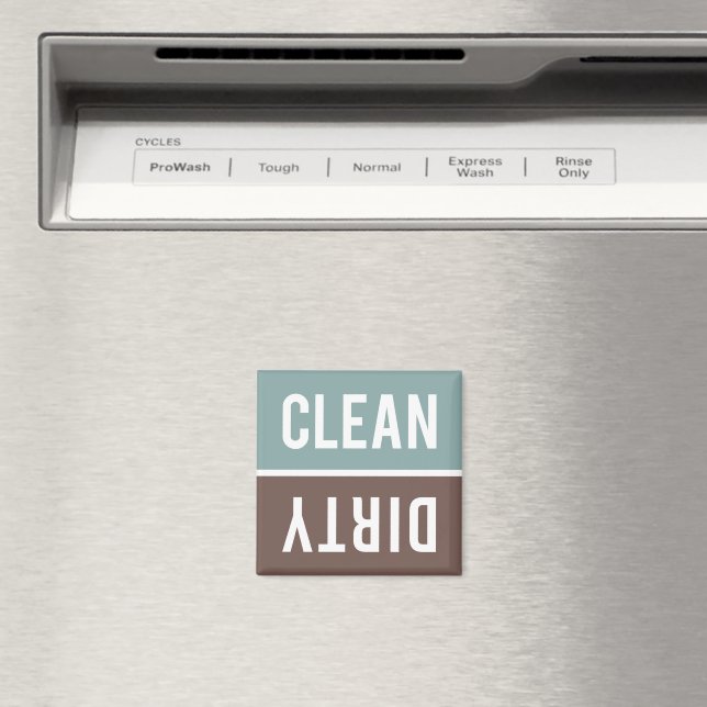 Ren smutsig tuggad Aqua Blue och Brown Dishwasher Magnet (In Situ (Dishwasher))