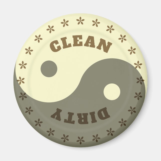 Ren/smutsig, Yin Yang Plate Template Dishwasher Magnet (Framsidan)