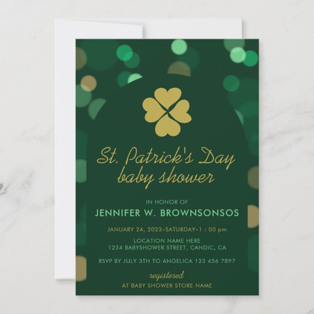 Ren St Patrick's Day i Bokeh Inbjudningar (Framsida)