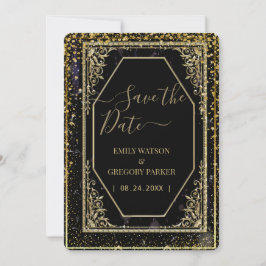 Ren svart och guld elegans. spara datumet