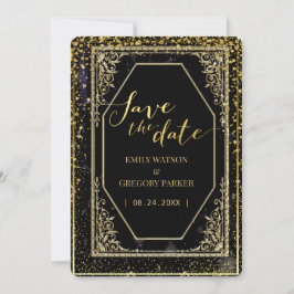 Ren svart och guld elegans,  spara datumet