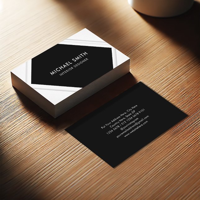 Ren svart och vit | Kvadratisk Ram Visitkort (Skapare uppladdad)