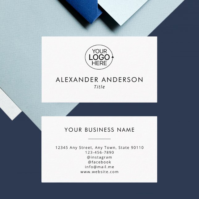 Ren svart och vit Logotyp med enkel färggrafi Visitkort (Simple Logo Clean Black And White Typography Business Card)