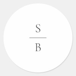 Ren svart och vit monogram Modern Bröllop Runt Klistermärke