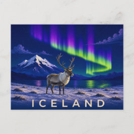Ren under Aurora | Ikoniskt Island Vykort