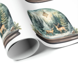 Ren Vinter Skog Vattenfärg Snöglob Presentpapper