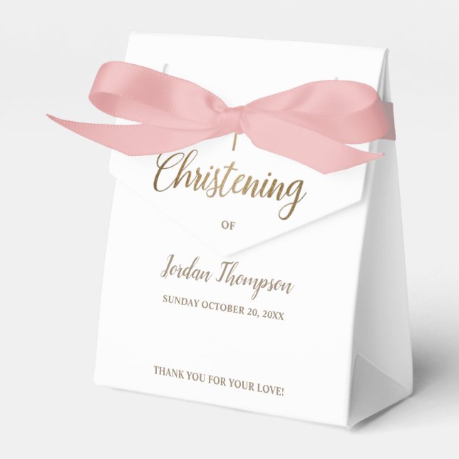 Ren vit Christening guld kor Tack Presentaskar (Framsidan Sidan)