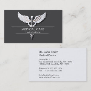 Ren vit detaljerad Caduceus Anthracite Medical Visitkort